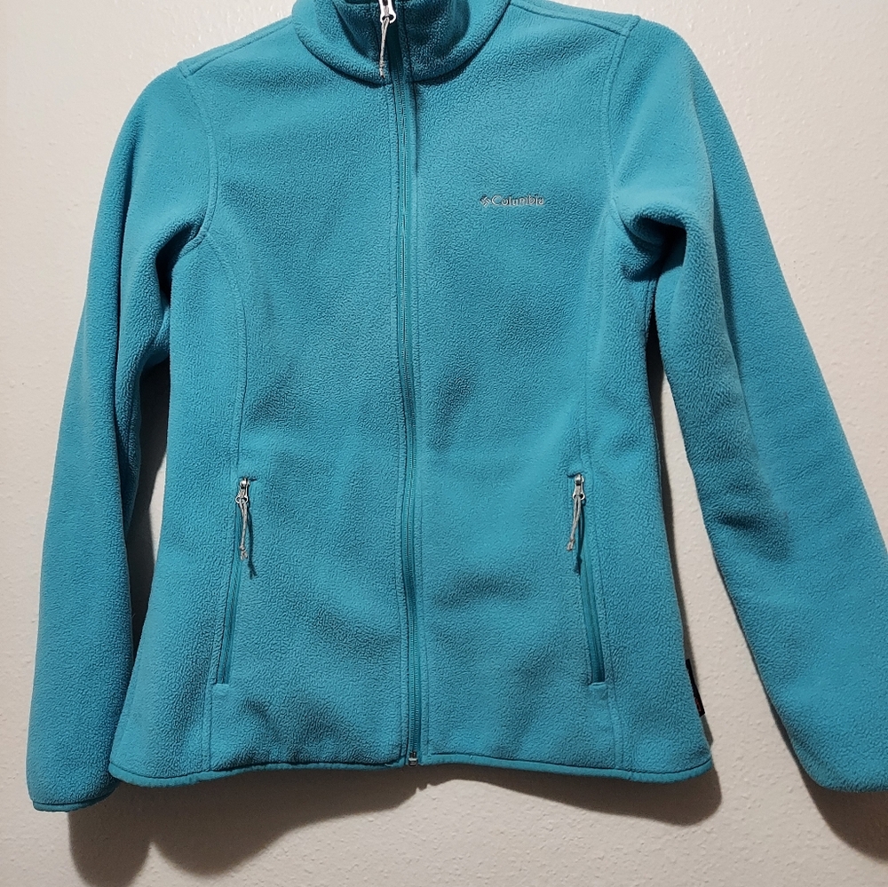 Columbia Robin's Egg Blue Womens Polartech Fleece Jacket  Size Small Full Zip